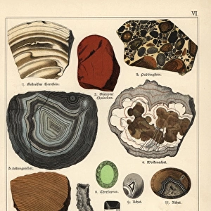 Precious stones including agate, onyx, opal and sardonyx