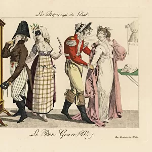 Preparing for a masked ball, 1800s