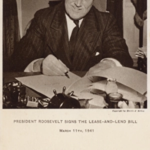 US President Roosevelt signs the Lease-and-Lend Bill