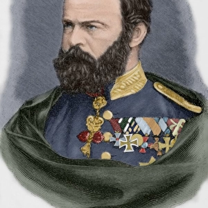 Prince Luitpold of Bavaria (1821-1912). Engraving. Colored