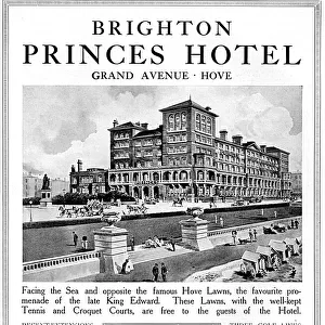 Princes Hotel, Brighton, advertisement WW1