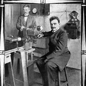 Professor Arthur Korn, with his telegraph photographic machi
