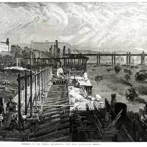 Progress on Thames Embankment 1865
