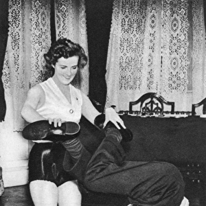 Prunella Stack maniuplating Herbert Barkers legs, 1939