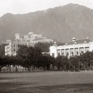 Public buildings, Hong Kong, circa 1880s. Date: circa 1880s Public buildings, Hong Kong, circa 1880s. Date: circa 1880s