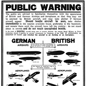 Public warning poster identifying enemy & friendly aircraft