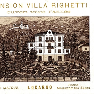 Publicity Card, Pension Villa Righetti, Locarno, Italy