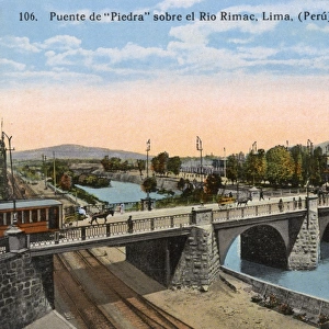 Puente de Piedra (Stone Bridge) over Rio Rimac, Lima, Peru