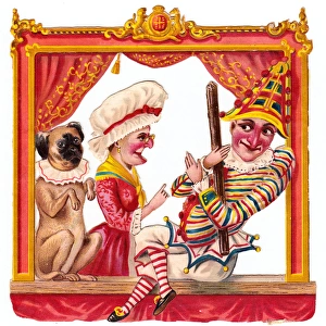 Punch and Judy show on a Victorian scrap