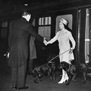 Queen Elizabeth II returns from Balmoral with dogs