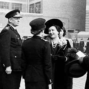 Queen Elizabeth meeting firewomen at Lambeth HQ, WW2