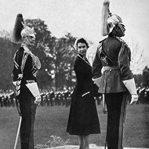 Queen Elizabeth at a parade, 1953