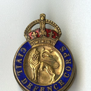 Queens Crown Civil Defence Corps button badge