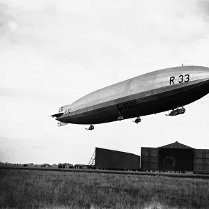 R33 Airship Flying over Hangars at Pulham for a 24 Hour Trip