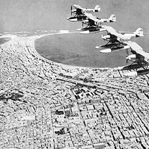 Four RAF seaplanes flying over Alexandria, Egypt