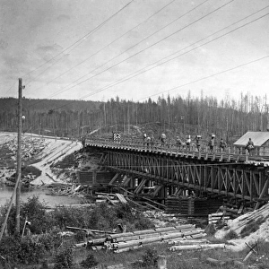 Railway bridge at Medevja-gora, during Russian Civil War