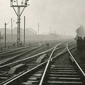 Railway junction in the morning mist (alternate version)