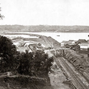 Railway line, Kanagawa, Yokohama, Japan, 1870s