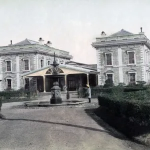 Railway station at Yokohama, Japan, circa 1890. Date: circa 1890 Railway station at Yokohama, Japan, circa 1890. Date: circa 1890