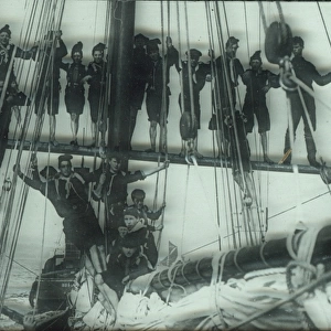 Ratcliff Sea Scouts lining a mast