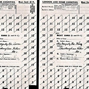 Ration cards belonging to the King and Queen during WWI
