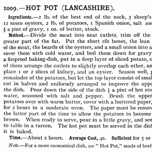 Recipe for Lancashire hot pot by Mrs Beeton