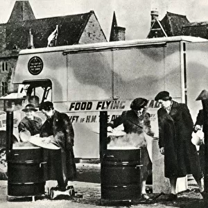 Refreshments in a London street after a night raid, WW2