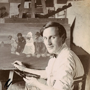 Reg Carter, artist, in his studio, Southwold, Suffolk