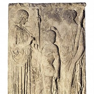 The relief from Eleusis. ca. 440 - 430 BC. Votive