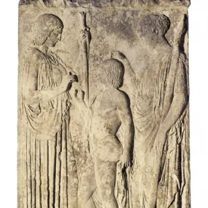 The relief from Eleusis. ca. 440 - 430 BC. Votive