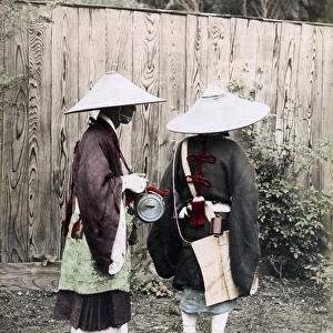 Religious pilgrims with musical instruments, Japan circa 188