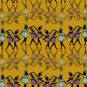 Repeating Pattern - Dancing girls - silhouette - yellow
