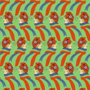 Repeating Pattern - French girl in Tricolore scarf / hat