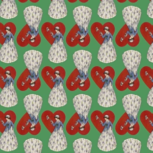 Repeating Pattern - Heart Lock in green