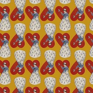 Repeating Pattern - Heart Lock in yellow