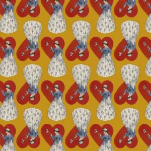 Yellow Repeating Pattern Print - Heart Lock Yellow Repeating Pattern Print - Heart Lock