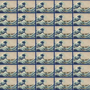 Hokusai Great Wave Blue Border Print Hokusai Great Wave Blue Border Print