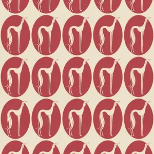 Saluki Dogs Repeating Pattern Print on Red Oval Saluki Dogs Repeating Pattern Print on Red Oval