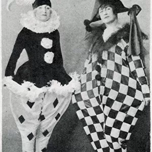 Revellers in pierrot costumes at the Chelsea Arts Club Dazzle Ball held at the Albert