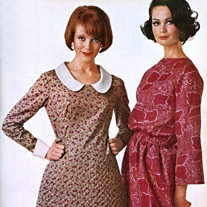 Ricki Reed dress and Ascher silk outfit, 1965