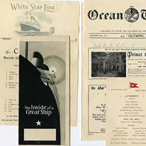 RMS Olympic - Ocean Times, lunch menu, brochure, etc