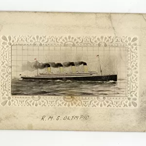 RMS Olympic - silk postcard