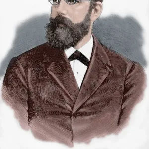 Robert Koch (1843-1910). Engraving. Colored