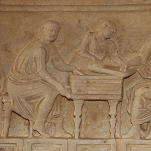 Roman art. Italy. Relief of a sarcophagus depicting a group