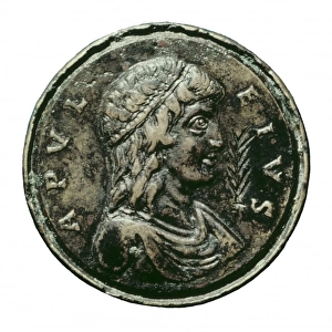 Roman coin with the portrait of Apuleius. Coin