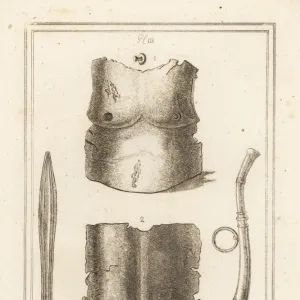 Roman cuirass, lituus and ancient sword