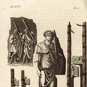 Roman lictors in toga and laurel wreath