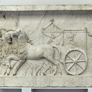 Roman relief from a monument of Battle of Actium. Early Impe