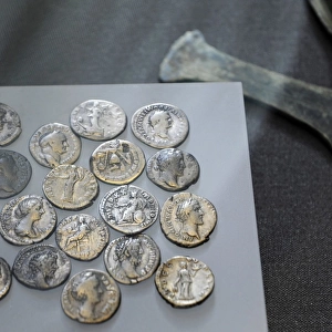 Roman silver denarius coins. From Nydan Bog. Ny Carlsberg Gl