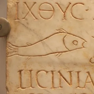 Roman tombstone with Christian iconography. Amias Licinia de